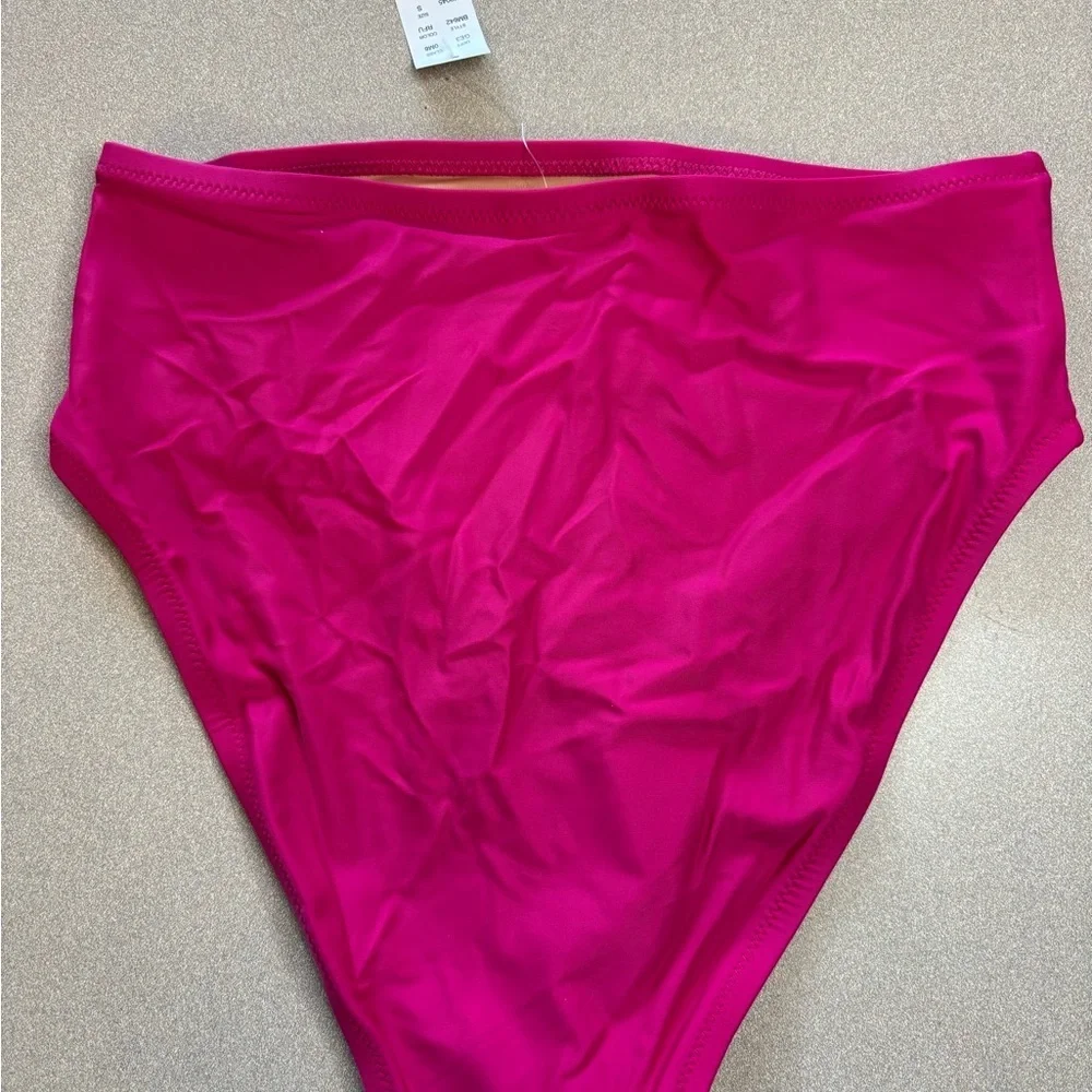 J. Crew Magenta High Waist High Leg Bikini Bottom NWT